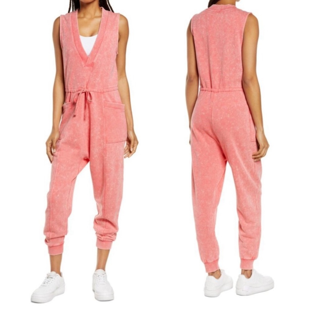 Zella All Day Oversize Sleeveless Jumpsuit Pink marked Size Small /Medium
